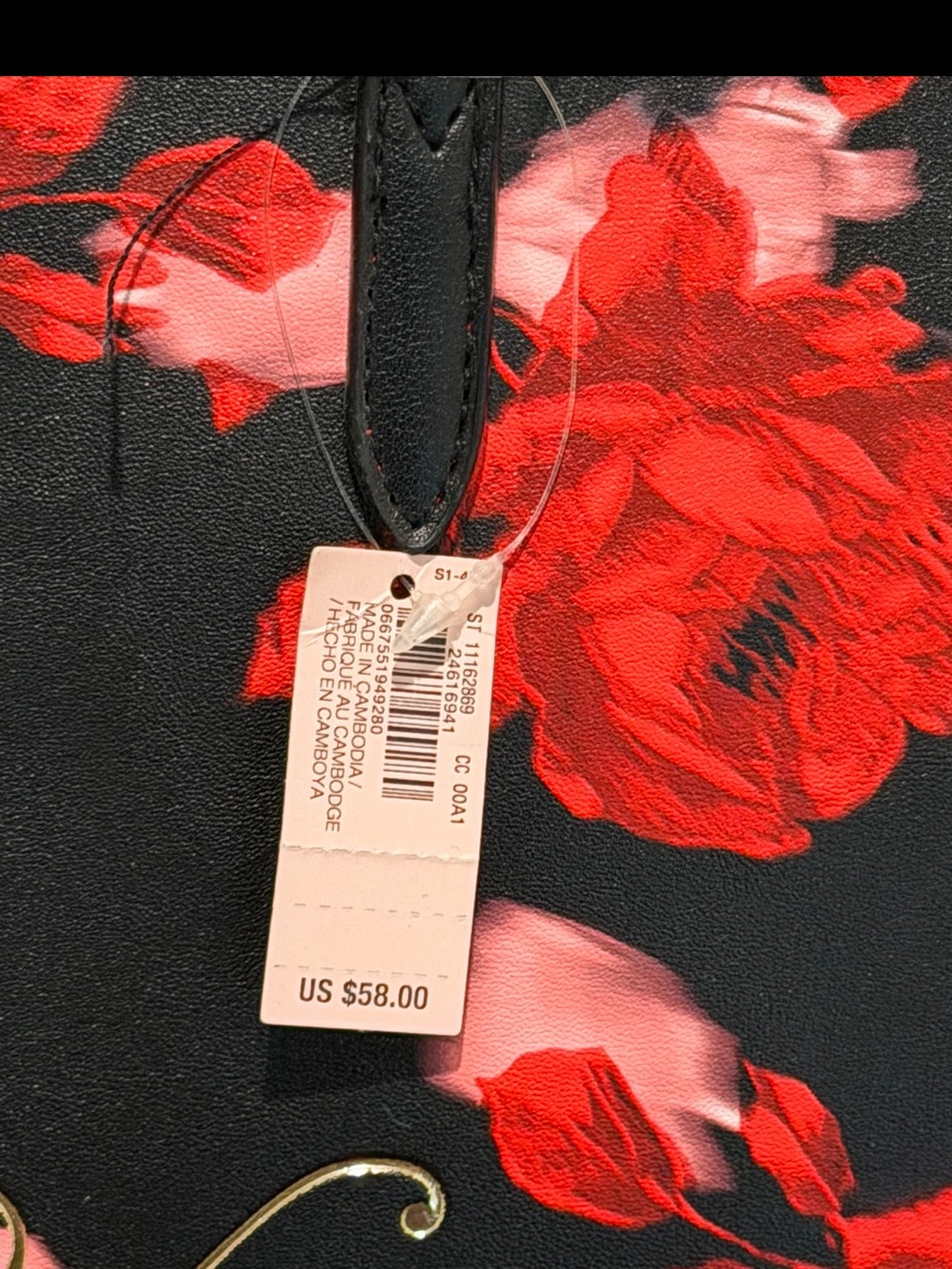 Victoria's Secret Black Red Floral Tote Bag - Picture 4 of 8